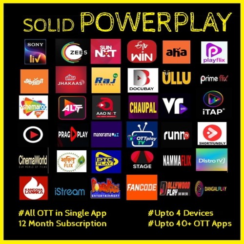 SOLID POWERPLAY PACK - 38 OTT Apps & 350+ Channels