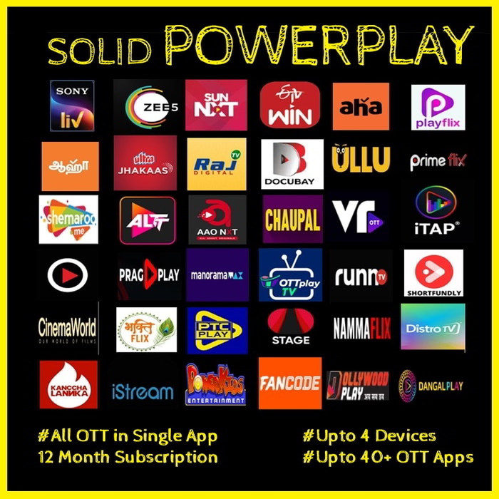 SOLID POWERPLAY PACK - 38 OTT Apps & 350+ Channels