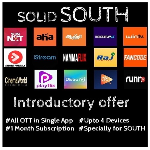 SOLID SOUTH MONTHLY OTT BUNDLE PACK - 16 OTT Apps & 250+ Channels