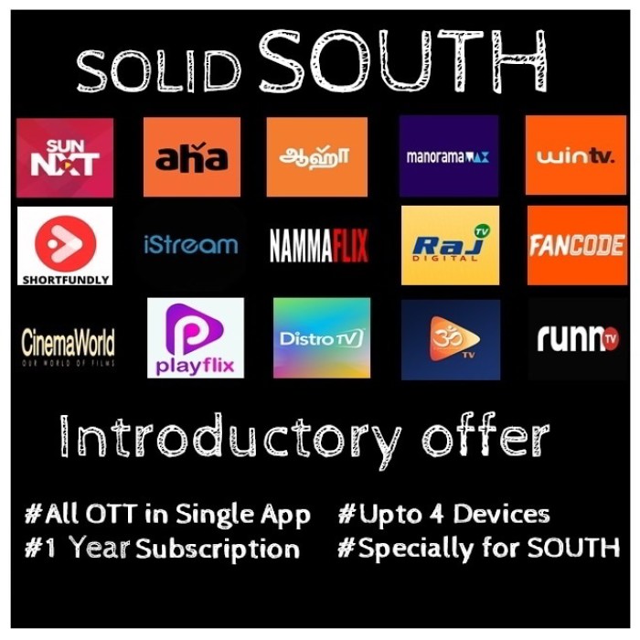 SOLID SOUTH ANNUALLY OTT BUNDLE PACK - 16 OTT Apps & 250+ Channels