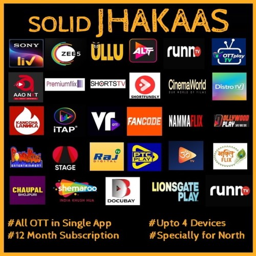 SOLID JHAKAAS SPECIAL PACK - 29 Apps & 300+ Channels - 12 Month (Yearly Pack)